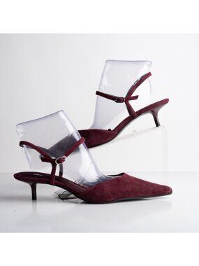 Zara Womens Suede Slingbacks Heels Red Purple Sz US 9 EU 40 NWT 1219/510 NWT